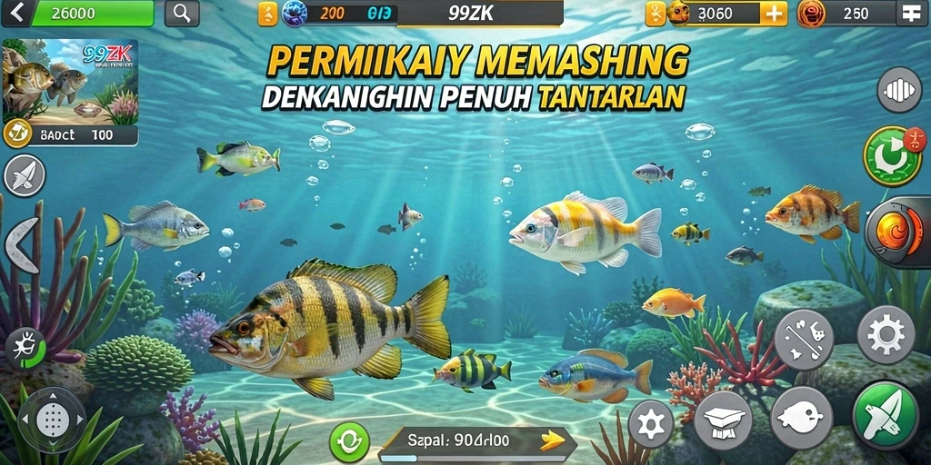 Gameplay menegangkan saat memancing di 99ZK dengan grafis indah.