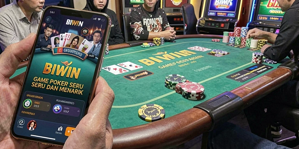 Screenshot BIWIN menampilkan aksi intens permainan poker yang mendebarkan.