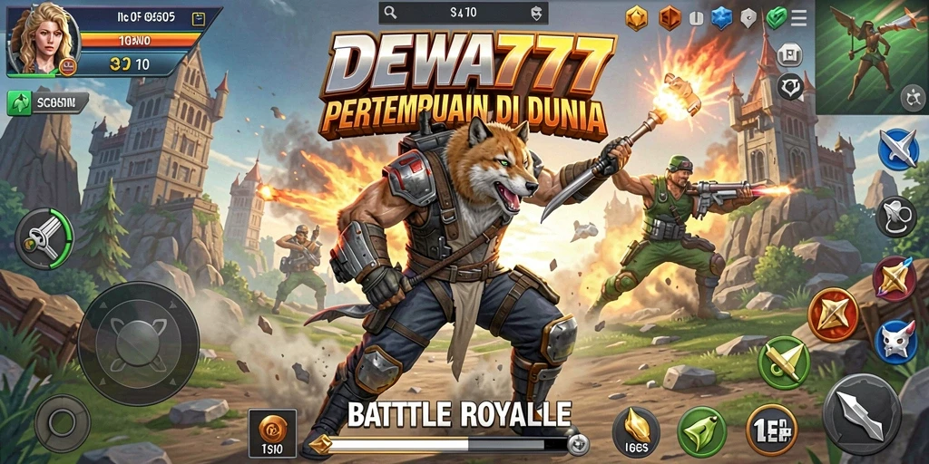 Tampilan gameplay seru dalam pertarungan Battle Royale DEWA777.