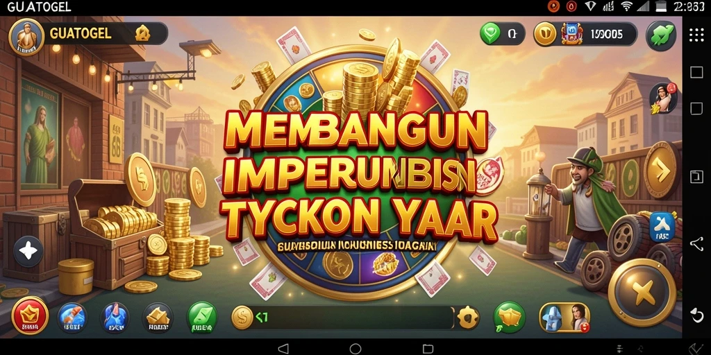 Screenshot gameplay GUATOGEL menampilkan strategi membangun bisnis Tycoon.