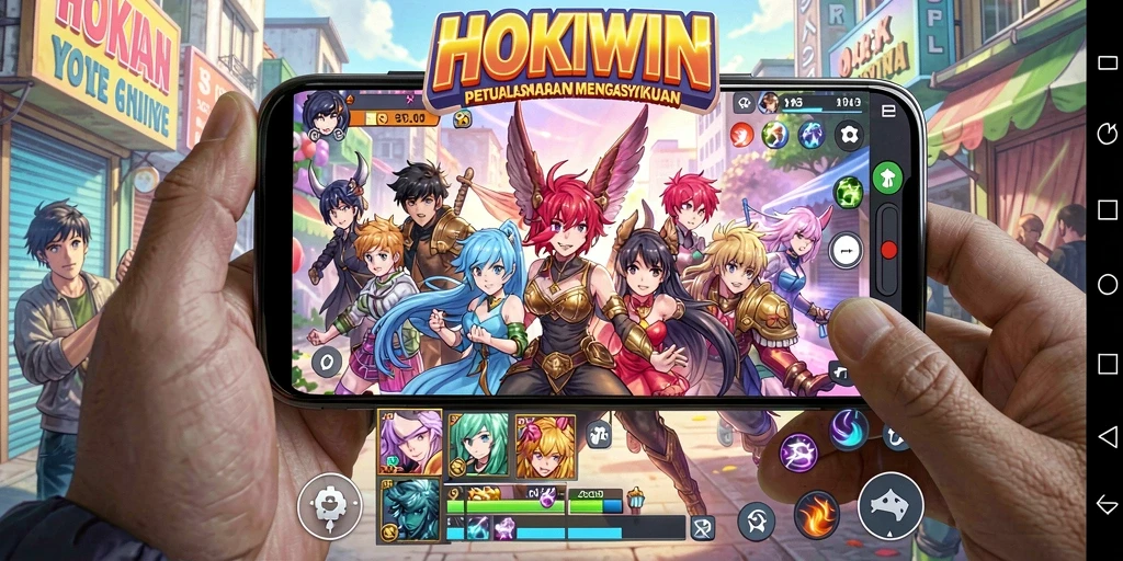Tampilan gameplay seru dari HOKIWIN dengan karakter anime favorit.