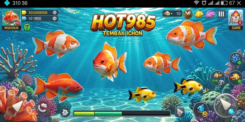 Tampilan gameplay HOT985 yang memukau dengan beragam ikan.