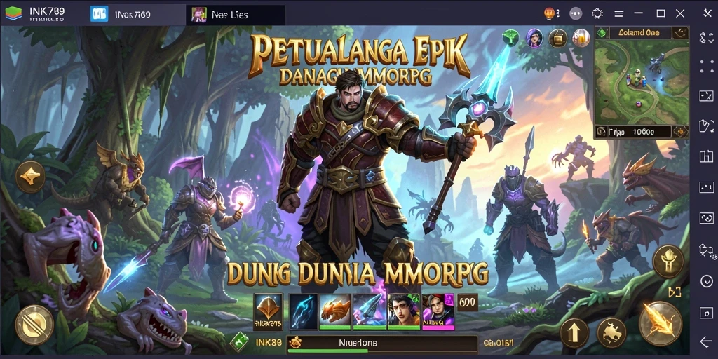 Tampilan gameplay menarik dalam dunia MMORPG INK789 yang seru.