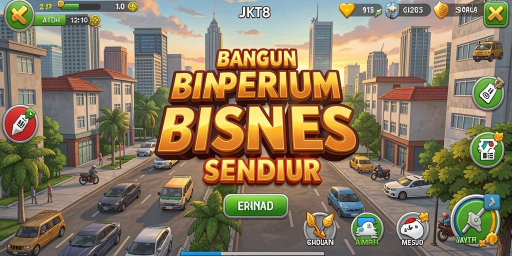 Tampilan antarmuka game Tycoon JKT8 dengan gameplay menarik.