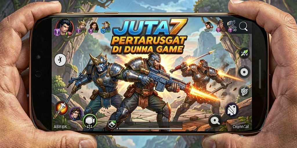 Tangkapan layar utama JUTA7 menunjukkan aksi pertarungan yang mendebarkan.