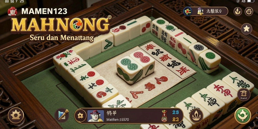 Screenshot utama MAMEN123 menunjukkan keseruan permainan Mahjong yang strategis.