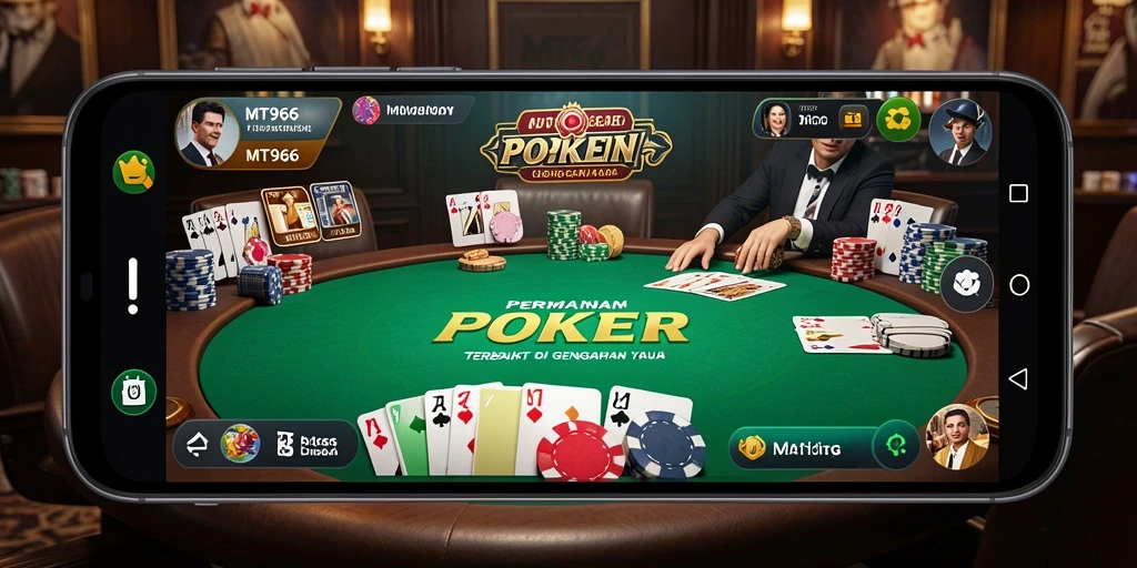 Tampilan gameplay seru di MT966 saat bermain Poker bersama teman.
