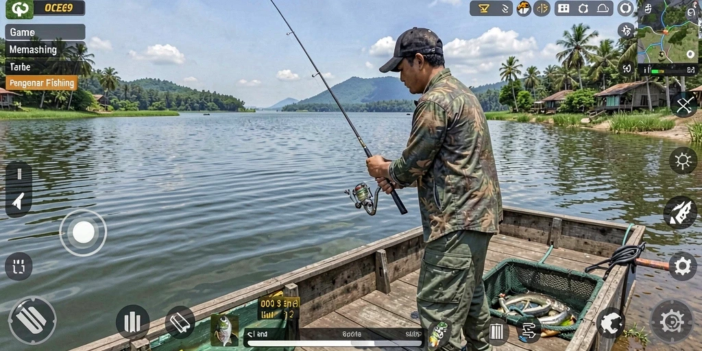 Screenshot gameplay OCE69 menampilkan pengalaman memancing yang mendebarkan.