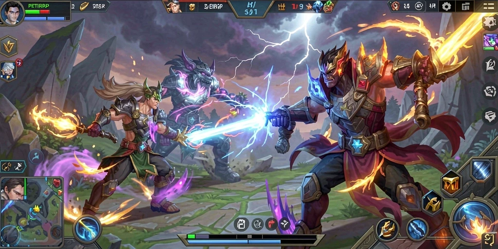 Tampilan menarik dari pertarungan dalam game MOBA PETIRRP.