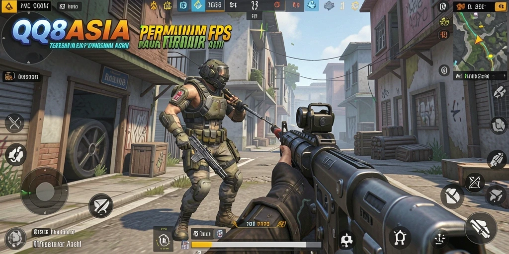 Screenshot gameplay intens dari QQ88ASIA dengan aksi tembak-menembak.
