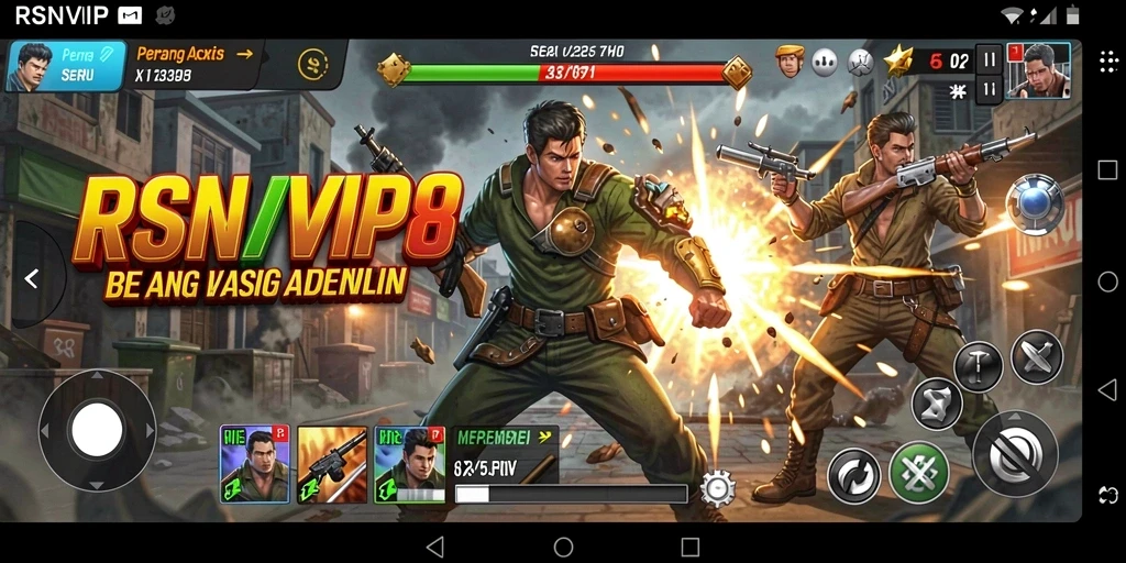 Screenshot RSNVIP8 menampilkan pertempuran aksi yang mendebarkan.