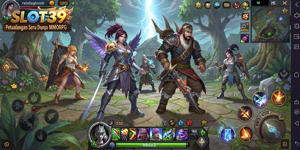 Screenshot menampilkan pertempuran mendebarkan di dunia SLOT39.