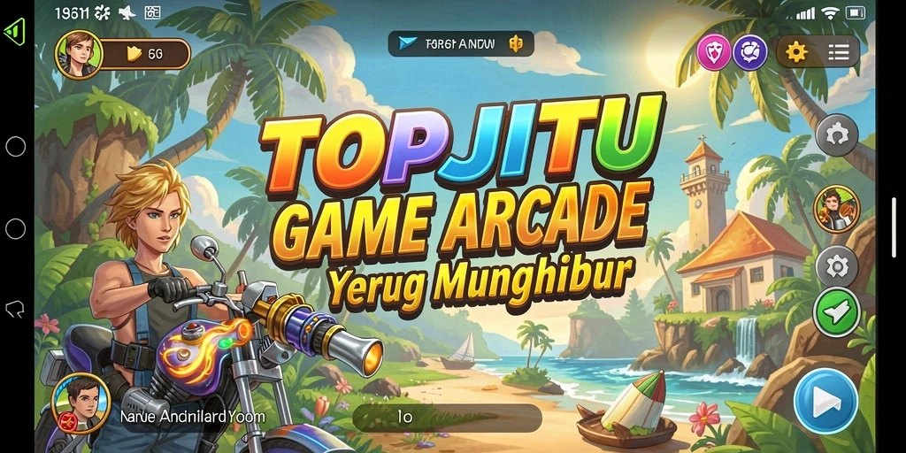 Gambar menunjukkan gameplay seru dari TOPJITU yang penuh warna.