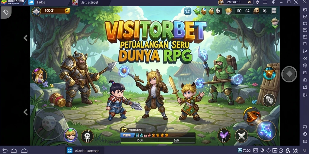 Screenshot utama VISITORBET menampilkan pertempuran epik dalam dunia RPG.